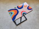 Colorful Pop Art C Shape Couch Table With Metal Legs | Coffee Table in Tables by Epoxy Coffee Table Shop. Item made of wood & metal compatible with boho and contemporary style