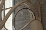 entre les lignes | Wall Sculpture in Wall Hangings by Eric Sauvé | École Saint-Isaac-Jogues in Montréal. Item made of wood with aluminum
