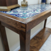 Turkish Tile Console Table in Walnut Wood – Entryway Table | Tables by Ubba Home Decor. Item made of wood with ceramic works with boho & mid century modern style