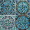 Set of 12 large turquoise-tile Outdoor wall art installation | Tiles by GVEGA. Item made of ceramic