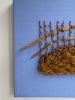 Mixed Media Weaving | Blue and Brown | Tapestry in Wall Hangings by Sarah Lawrence. Item composed of canvas and fiber in minimalism or mid century modern style