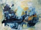 Blue City Scape | Oil And Acrylic Painting in Paintings by Marie Manon Art | Private Residence in Calgary. Item made of synthetic