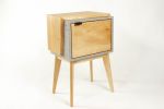 Live Edge Solid Maple Wood & Concrete Cube Nightstand | Storage by Curly Woods. Item composed of oak wood and concrete in contemporary or modern style