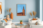 Brick Church Steeple - Vibrant Giclée Print | Prints in Paintings by Michelle Keib Art. Item made of paper