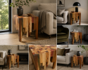 Falling Timber Sculptural Side Table | Tables by JS Universe. Item made of oak wood works with contemporary & eclectic & maximalism style
