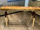 Figured Redwood Console Table with Sculpted Hardwood Legs | Tables by DapperwoodSF