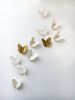 55 Original White Porcelain + Gold Ceramic Butterflies | Wall Sculpture in Wall Hangings by Elizabeth Prince Ceramics. Item made of stoneware works with minimalism & japandi style
