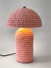 The Knitty Table Lamp in Light Pink | Lamps by Meg Morrison. Item composed of fabric and ceramic in boho or mid century modern style