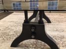 Glass Top Industrial Double Threaded Dining Table | Tables by Rusticana Furniture. Item composed of wood and steel