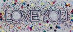 hand-embroidered needlepoint LOVE YOU original pillow | Pillows by Mommani Threads. Item composed of wool in contemporary or eclectic & maximalism style