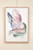 Flying Owl : Original Watercolor Painting on Canvas | Paintings by Elizabeth Becker. Item composed of canvas compatible with minimalism and contemporary style