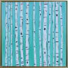 Teal Birches, 24 x 24, Abstract Tree Art | Mixed Media by Jeanne Player Fine Art. Item made of canvas with fiber works with minimalism & mid century modern style