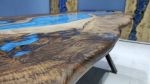 Live Edge Walnut Turquoise Epoxy Resin Dining Table | Tables by LuxuryEpoxyFurniture. Item composed of wood and synthetic