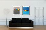 Blue composition III | Oil And Acrylic Painting in Paintings by Luis Medina. Item composed of paper in minimalism or contemporary style