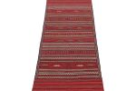Vintage Baluch Kilim Runner with Red Stripes & Tribal Motifs | Area Rug in Rugs by Rug and Kilim