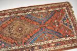 Rusty & French Blue Antique Tribal Village Rug | Runner Rug in Rugs by The Loom House. Item made of fabric with fiber