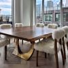 Square Live Edge Walnut Brass Halo Table | Dining Table in Tables by YJ Interiors. Item made of walnut with brass works with mid century modern & contemporary style