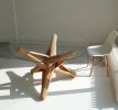 "lock" sculptural caramel and natural bamboo dining table | Tables by JAN PAUL. Item made of bamboo with glass works with mid century modern & contemporary style