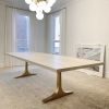 Cashmere White Thea Table | Dining Table in Tables by YJ Interiors. Item made of wood & brass compatible with mid century modern and contemporary style