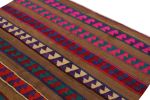 Vintage Turkish Kilim rug in Brown, Rare Pink and Blue | Area Rug in Rugs by Rug and Kilim