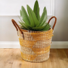 Natural Grass Handwoven Moonj Basket with Handles | Storage Basket in Storage by Amara