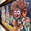 Lord Jagannath Baladev and Subhadra Bejewelled Handmade Artw | Embroidery in Wall Hangings by MagicSimSim