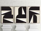 Abstract Black and White Graphic No. 1 Triptych | Oil And Acrylic Painting in Paintings by Nicolette Atelier. Item composed of canvas and synthetic