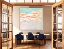 SOLD - 'WATCHiNG THE ORANGE CLOUDS' painting by Linnea Heide | Oil And Acrylic Painting in Paintings by Linnea Heide contemporary fine art. Item made of canvas & synthetic