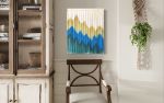 SIERRA GOLD Mountain Landscape Dyed Wall Tapestry | Macrame Wall Hanging in Wall Hangings by Wallflowers Hanging Art. Item made of oak wood with wool works with boho & mid century modern style