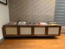 Contemporary Rattan Walnut Credenza | Storage by Aeterna Furniture. Item composed of walnut