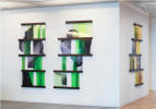 Glass sculptures | Wall Sculpture in Wall Hangings by Jaime and Isaac Salm of MIO | Comcast Technology Center in Philadelphia. Item made of wood with glass