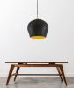 Large Tapered Sphere Hanging Light with black cord | Pendants by Alex Marshall Studios. Item composed of brass and ceramic in mid century modern or contemporary style