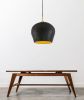 Large Tapered Sphere Hanging Light with black cord | Pendants by Alex Marshall Studios. Item composed of brass and ceramic in mid century modern or contemporary style