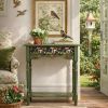 Woodland Console Table with Hand-Painted Mushroom Motif | Tables by Birds and Gardens Inc. Item made of wood works with boho & country & farmhouse style