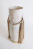 Handmade Ceramic Vase #800 in White with Tan Braids | Vases & Vessels by Karen Gayle Tinney. Item made of cotton & stoneware compatible with boho and contemporary style