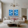 Bay Laurel Diptych: Two 40 x 26" original cyanotypes/ 40x52" | Photography by Christine So. Item composed of paper in boho or japandi style