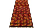 Vintage Moroccan Runner with Gold and Pink Geometric Pattern | Area Rug in Rugs by Rug and Kilim