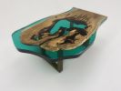 Green Epoxy Resin Live Edge Coffee Table | Tables by Tinella Collection. Item composed of walnut and metal in minimalism or contemporary style