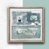 Manifest; Mixed Media Textile Art Painting With Aquamarine | Paintings by Michele Spurza. Item composed of maple wood and canvas in boho or eclectic & maximalism style
