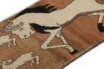 1950s Vintage Persian Tribal Rug in Brown with Horse | Area Rug in Rugs by Rug and Kilim