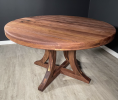 The Dakota Round Dining Table | Tables by Lumber2Love. Item made of oak wood works with mid century modern & contemporary style