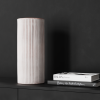 White-pink handcarved cylinder vase | Vases & Vessels by ENOceramics. Item made of ceramic works with minimalism & contemporary style