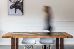Big Leaf Maple Dining Table | River Series | Breadboard Ends | Walnut Base | Tables by SAW Live Edge. Item made of maple wood & glass compatible with mid century modern and contemporary style