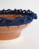 Handmade Ceramic Decorative Bowl #803 in Brown and Navy | Decorative Objects by Karen Gayle Tinney. Item made of cotton with stoneware works with boho & contemporary style