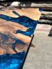 Walnut Blue Epoxy Resin Dining Table - Live Edge Resin Table | Tables by Tinella Collection. Item composed of oak wood compatible with minimalism and art deco style