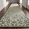 Handwoven Woolen Green Runner Rug | Rugs by Evergreen Carpets. Item composed of wool compatible with boho and minimalism style