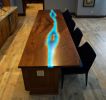 LED Lit Resin Walnut Bar Top | Dining Table in Tables by Chagrin Valley Custom Furniture. Item made of walnut with synthetic works with contemporary style