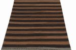 Vintage Persian Tribal Kilim in Brown and Gray Stripes | Area Rug in Rugs by Rug and Kilim