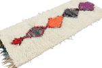 Vintage Moroccan Runner Rug in White with Multicolor Lozenge | Area Rug in Rugs by Rug and Kilim