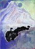 Midnight Mountain Moon Vista - Tokyo Echoes Painting | Oil And Acrylic Painting in Paintings by Jacob von Sternberg Large Abstracts. Item made of canvas with synthetic